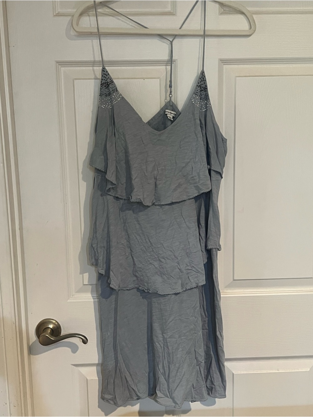 American Eagle Outfitters Slate Blue Smocked Spaghetti Strap Top